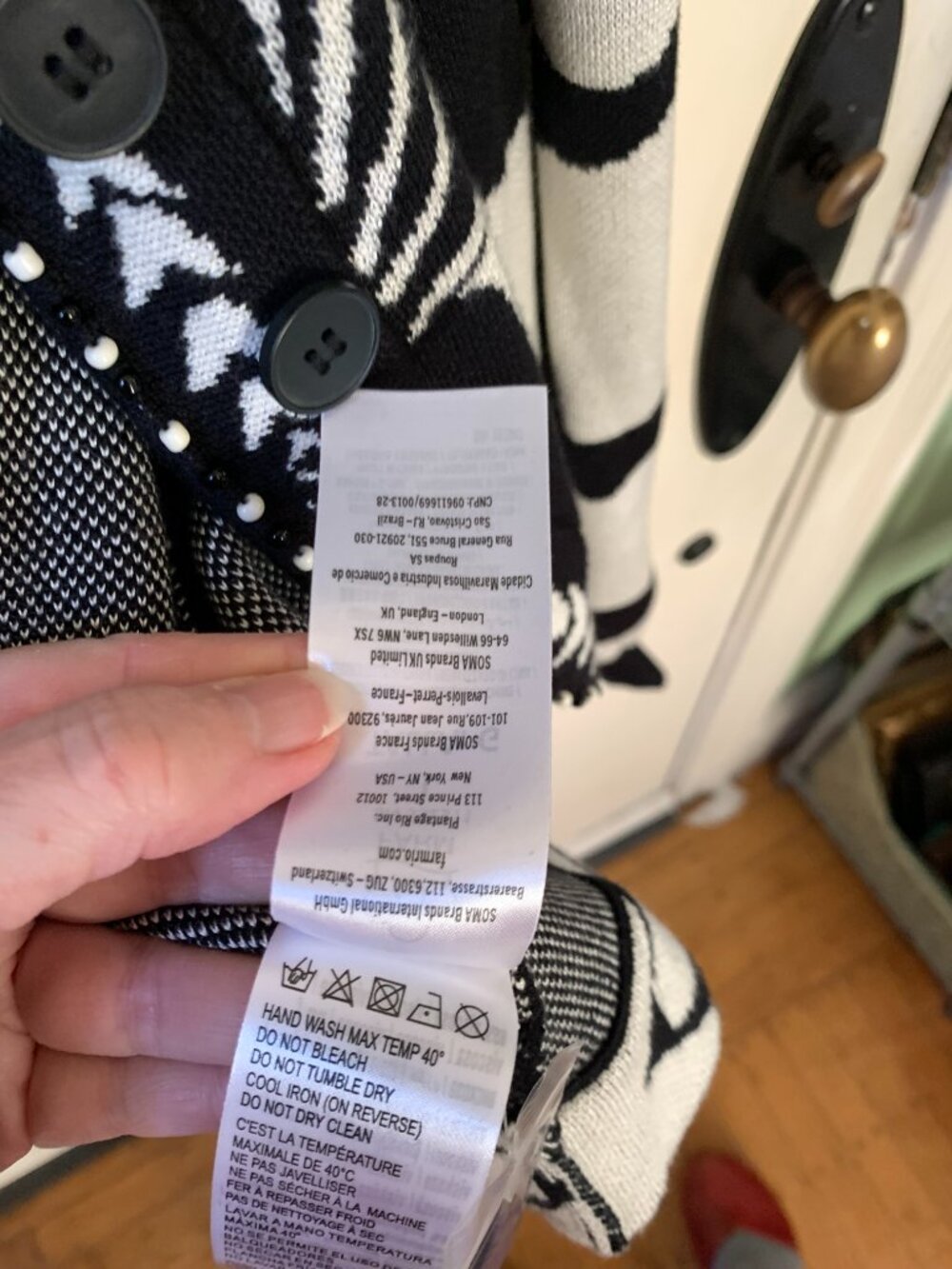 Farm Rio Black Palms Graphic Knit Cardigan - Picture 6 of 13